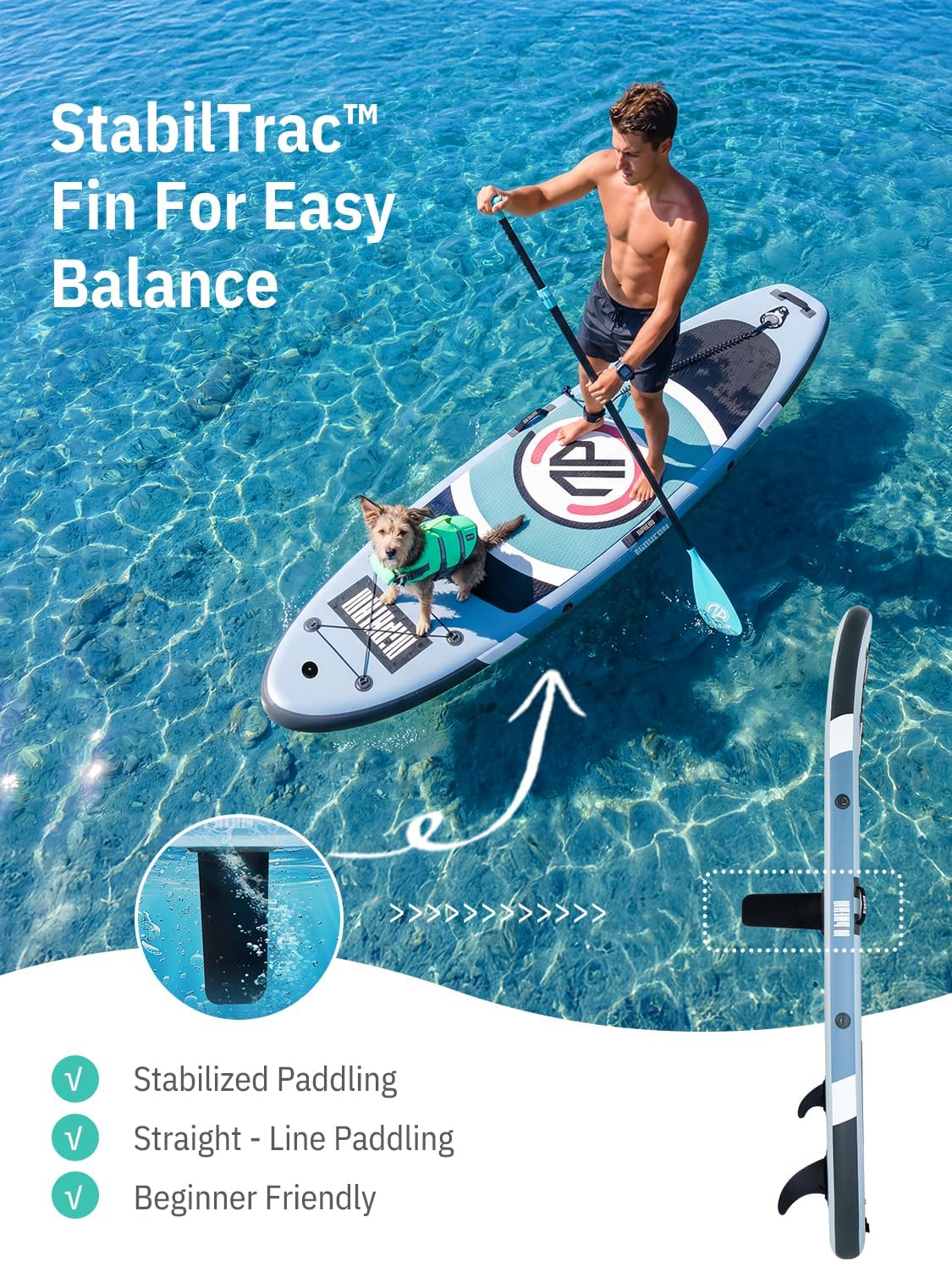 Niphean（Ultra-Light） Inflatable Paddle Board with StabilTrac Fin and Durable SUP Accessories, 10' Stand Up Paddle Boards for Adults & Youth, Versatile Yoga Paddle Board, Gift Ideas