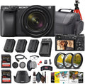 Sony a6400 Mirrorless Camera with 18-135mm Lens (ILCE-6400M/B) + 2 x 64GB Memory Card + 2 x NP-FW50 Battery + Photo Software + Filter Kit + More