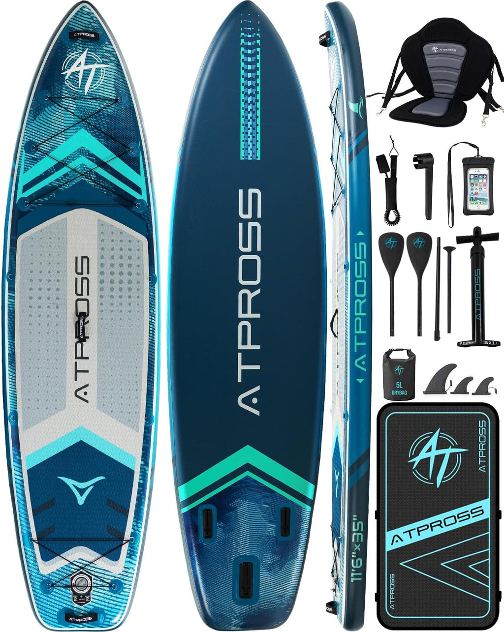 11'6'x35' Inflatable Paddle Board, 450lbs Extra Wide Stand Up Paddleboard for Adults with Premium SUP Accessories Kit & Backpack, Blow Up Kayak Non-Slip Stable Deck Boat for Yoga Fishing Surf