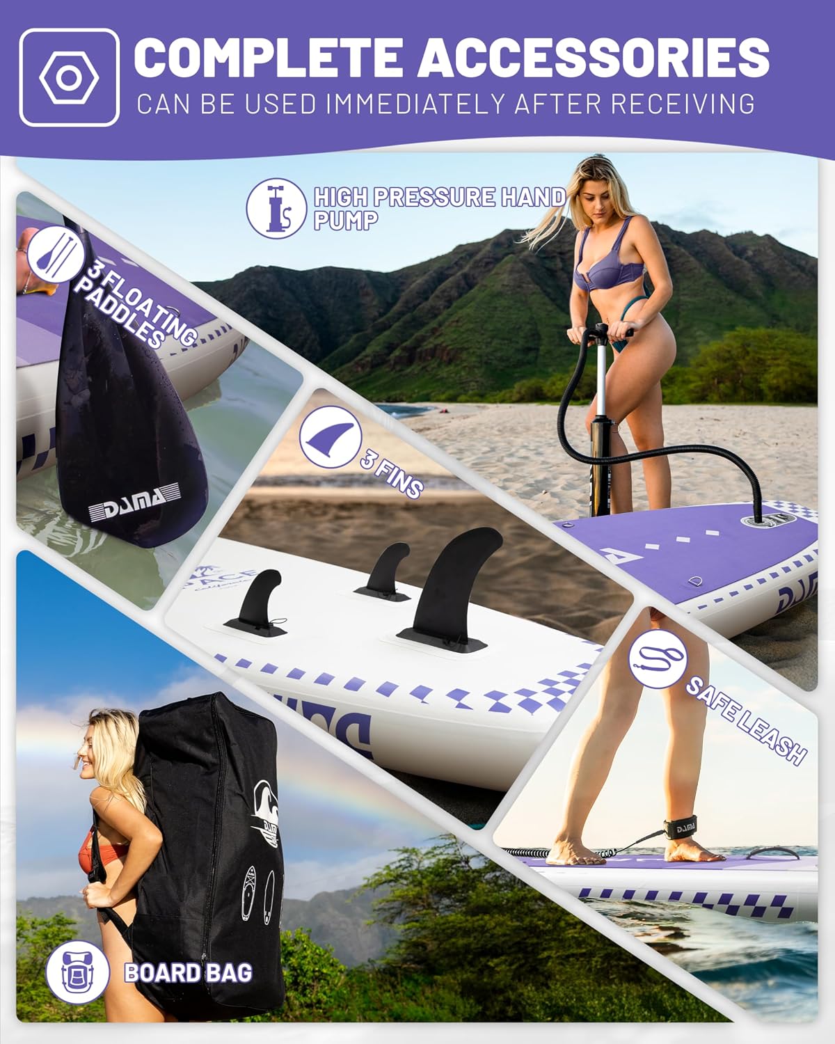 DAMA 11'*34'*6' Inflatable Paddle Board, Paddle Boards for Adults,Sup,Lightweight and Durable, Easy to Inflate, Versatile in Style, Fully Functional, Equipped w/High Grade Accessories.