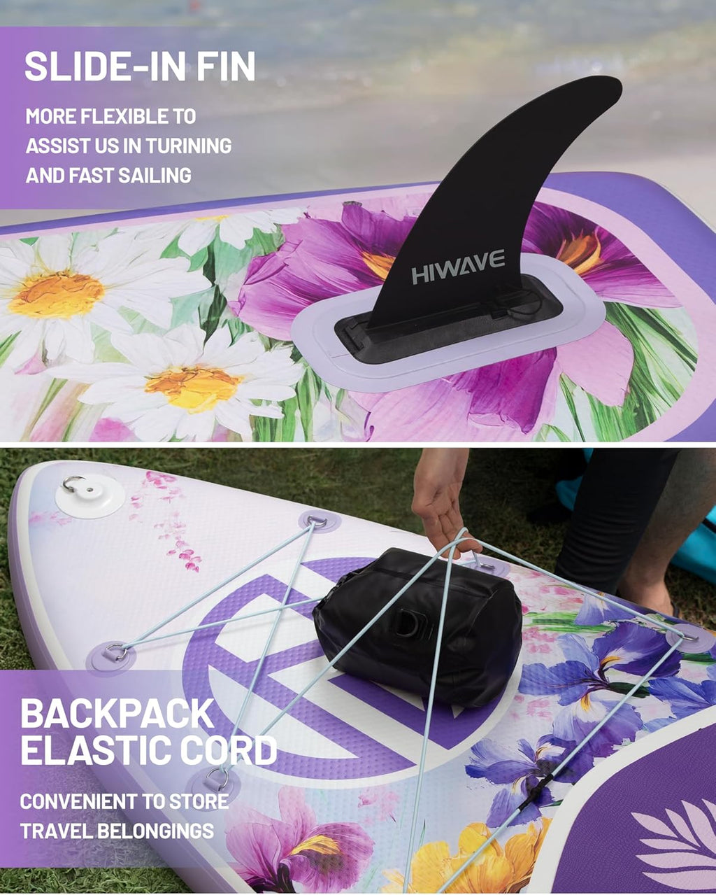 Hiwave Inflatable Paddle Board 11 '* 34 '* 6' Extra Wide Sup Board, 420lb Capacity Paddle Board for Adults, Suitable for Sea and Lakes, 2+1Family Board