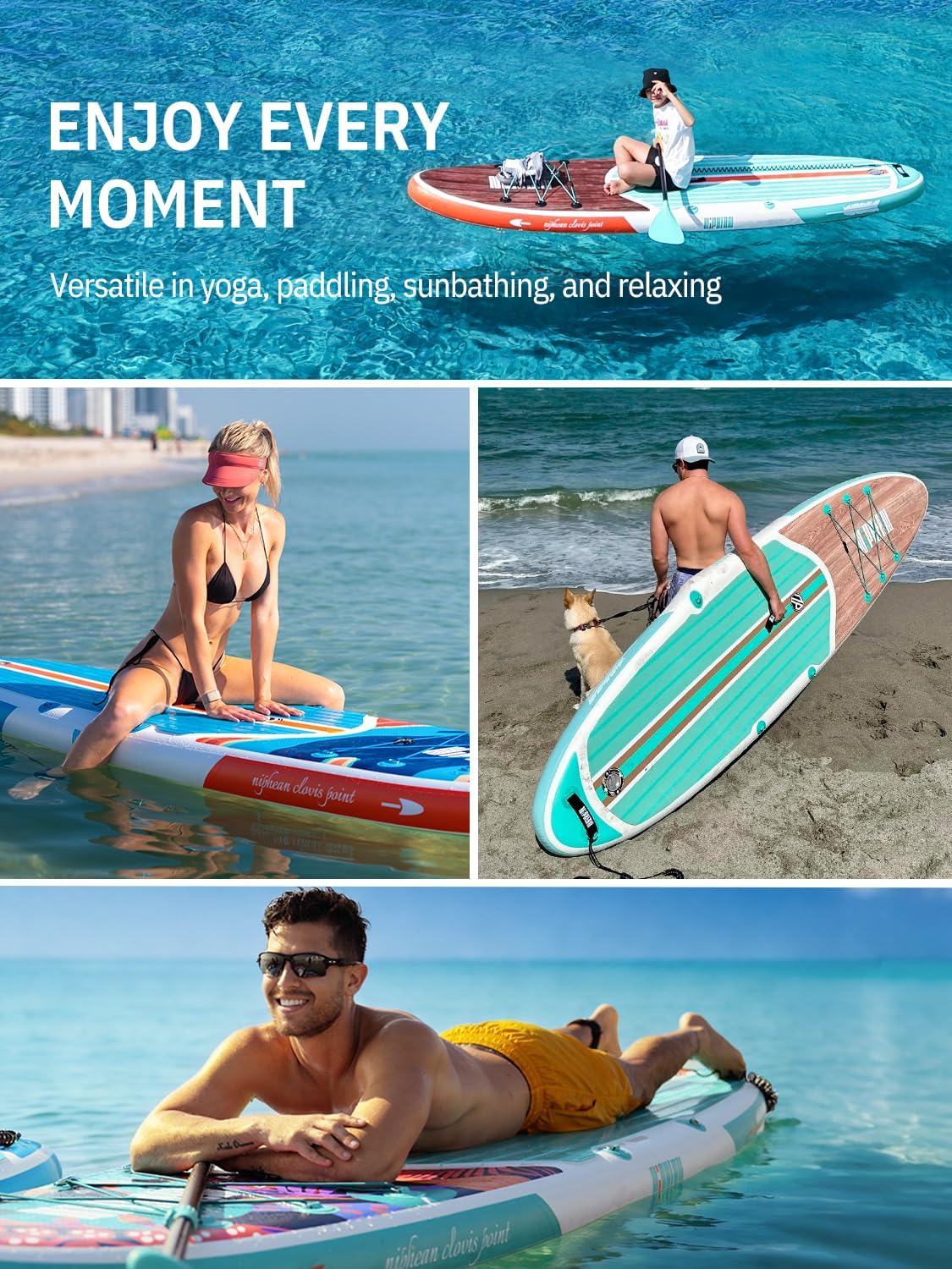 Niphean Inflatable Stand Up Paddle Board with SUP Accessories, Anti-Slip EVA Deck, 10'6'' Inflatable Paddle Boards for Adults & Youth of All Skill Levels