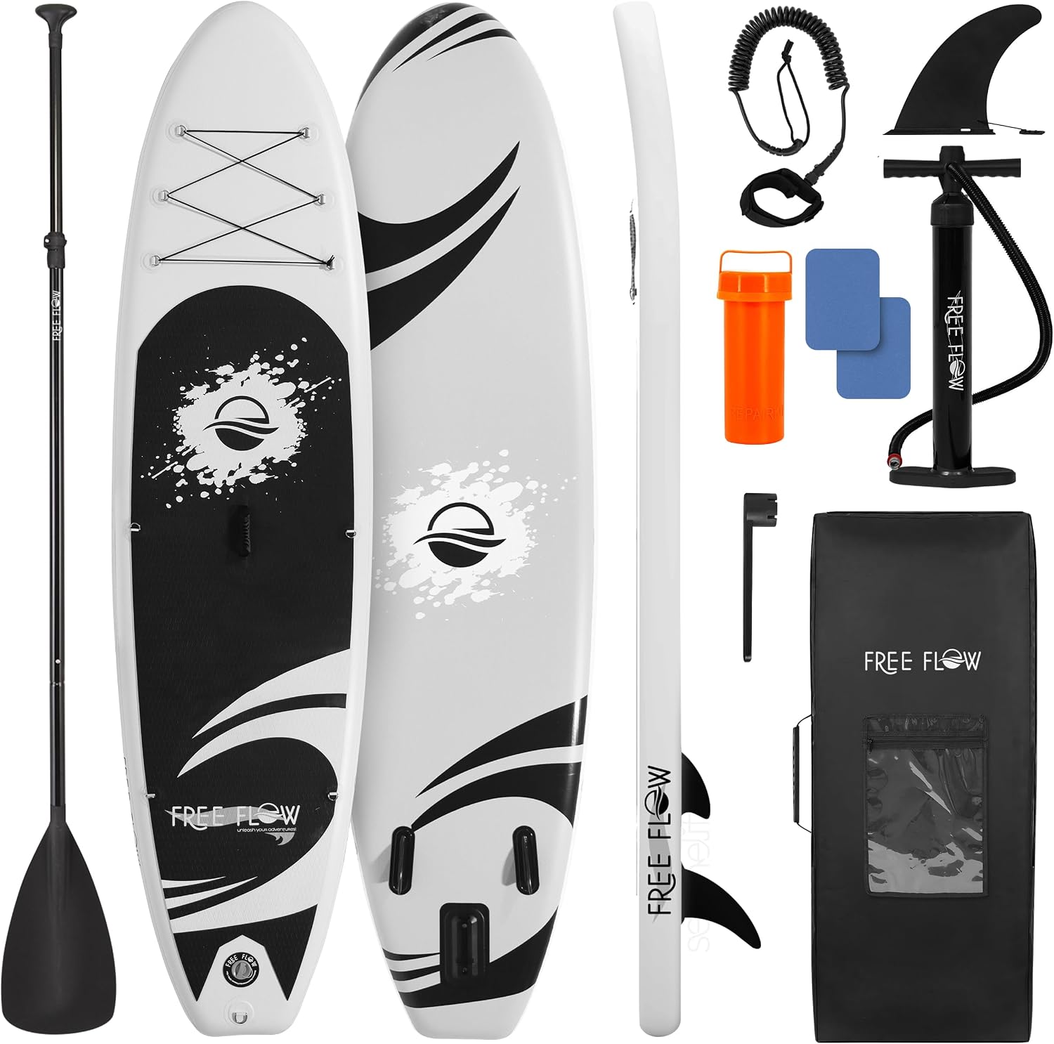 SereneLife Inflatable Stand Up Paddle Board with Premium SUP Accessories - Wide Stable Design with Non-Slip EVA Deck Pad