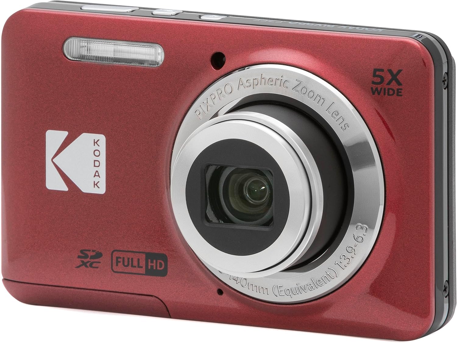 Kodak PIXPRO FZ55 Red 16MP Digital Camera 5X Optical Zoom 28mm Wide Angle 1080P Full HD Video 2.7' LCD Camera + 128GB Card and Reader + Memory Wallet