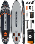 MYBOAT 11'6'×34'×6' Extra Wide Inflatable Paddle Board, Stand Up Paddle Board for Fishing, Sup Board with 3 Removable Fins, Dual Bungees, Camera Mount, Hand Pump, Strong Paddle,Leash