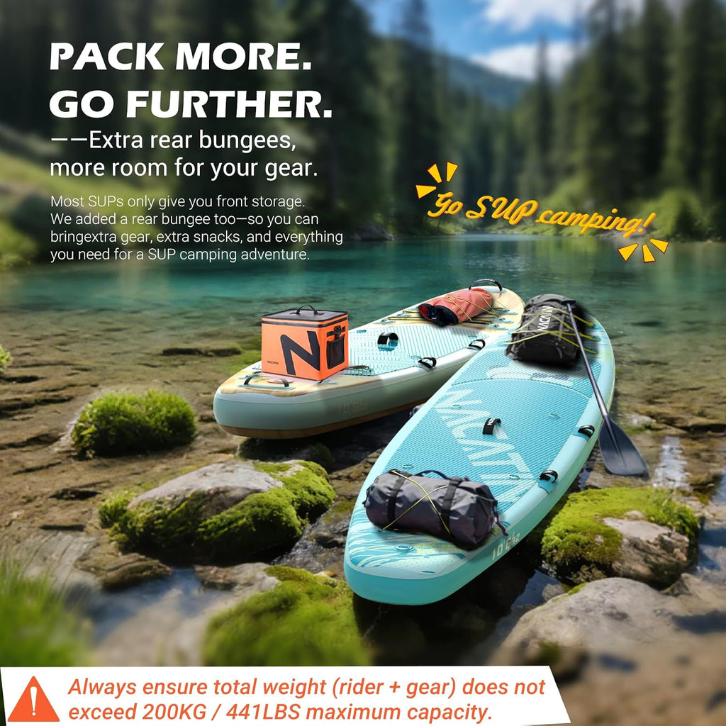 NACATIN Inflatable Stand Up Paddle Board,10'6'Upgrade Version Blow Up Paddle Boards for Adults with Premium SUP Accessories& Backpack,Adjustable Paddle,Camera Mount,Hand Pump, for Lake, River, Yoga