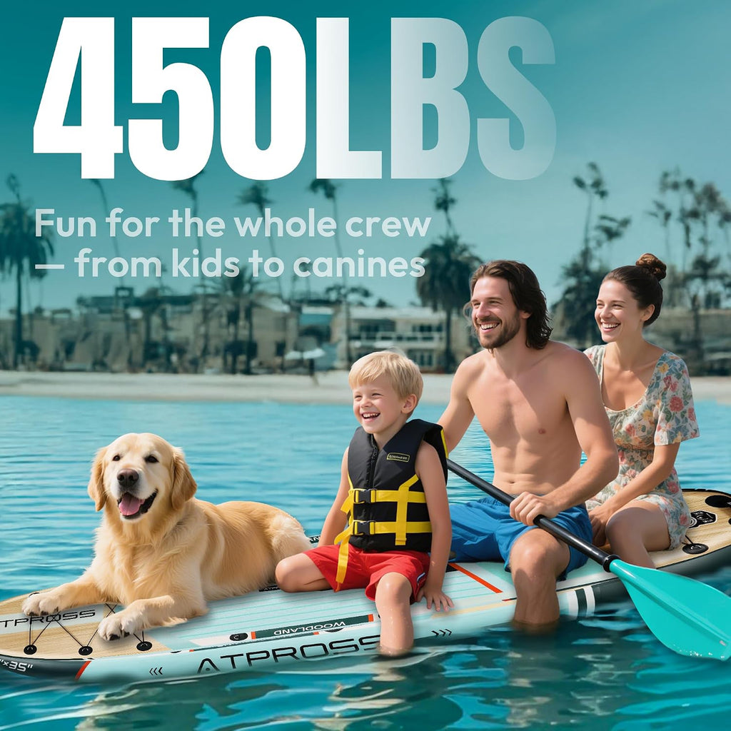 11'6'x35' Inflatable Paddle Board, 450lbs Extra Wide Stand Up Paddleboard for Adults with Premium SUP Accessories Kit & Backpack, Blow Up Kayak Non-Slip Stable Deck Boat for Yoga Fishing Surf