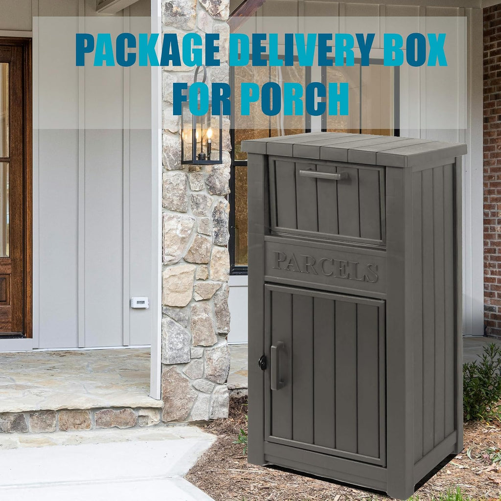 LHBGO Package Delivery Box for Outside, Outdoor Storage with Lockable Secure, Anti-Theft Parcel Drop Boxes Outdoor Package Delivery and Waterproof for Porch, House, Curbside