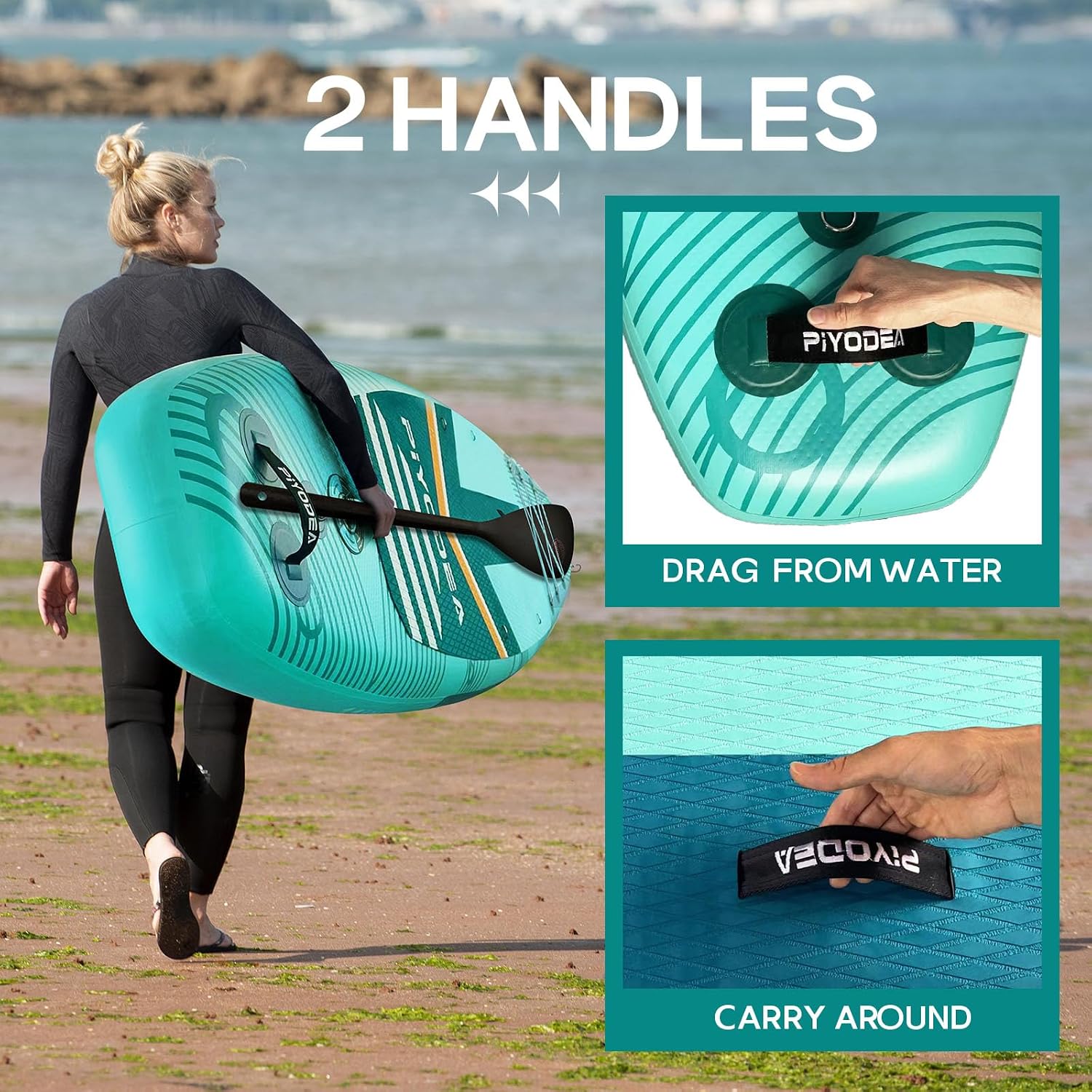 Paddle Boards for Adults, 10'6'/11'/11'6' Inflatable Paddle Board, Super Non Slip Eva, Stand Up Paddle Board with Removable Fins, Adjustable Paddle, Pump, Shoulder Strap, Leash, Standing Boat