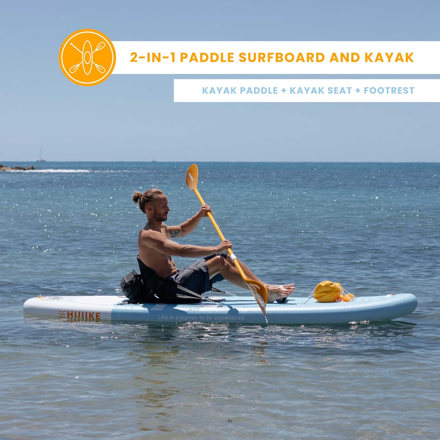 HUIIKE Inflatable Paddle Board for Adults with Accessories Included, Oar, Fins, Pump. Stand Up Paddleboard Great Stability and Resistance. 10' x 33' x 5.9', Maximum Load 286 lb