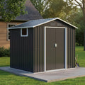 YOPTO 7x4.3 FT Metal Garden Sheds with Window,Outdoor Heavy-Duty Steel Storager Tool Shed W/Sliding Door and Punched Vents,Waterproof Building Organizer for Storing Motorcycle,Bicycles,Grey