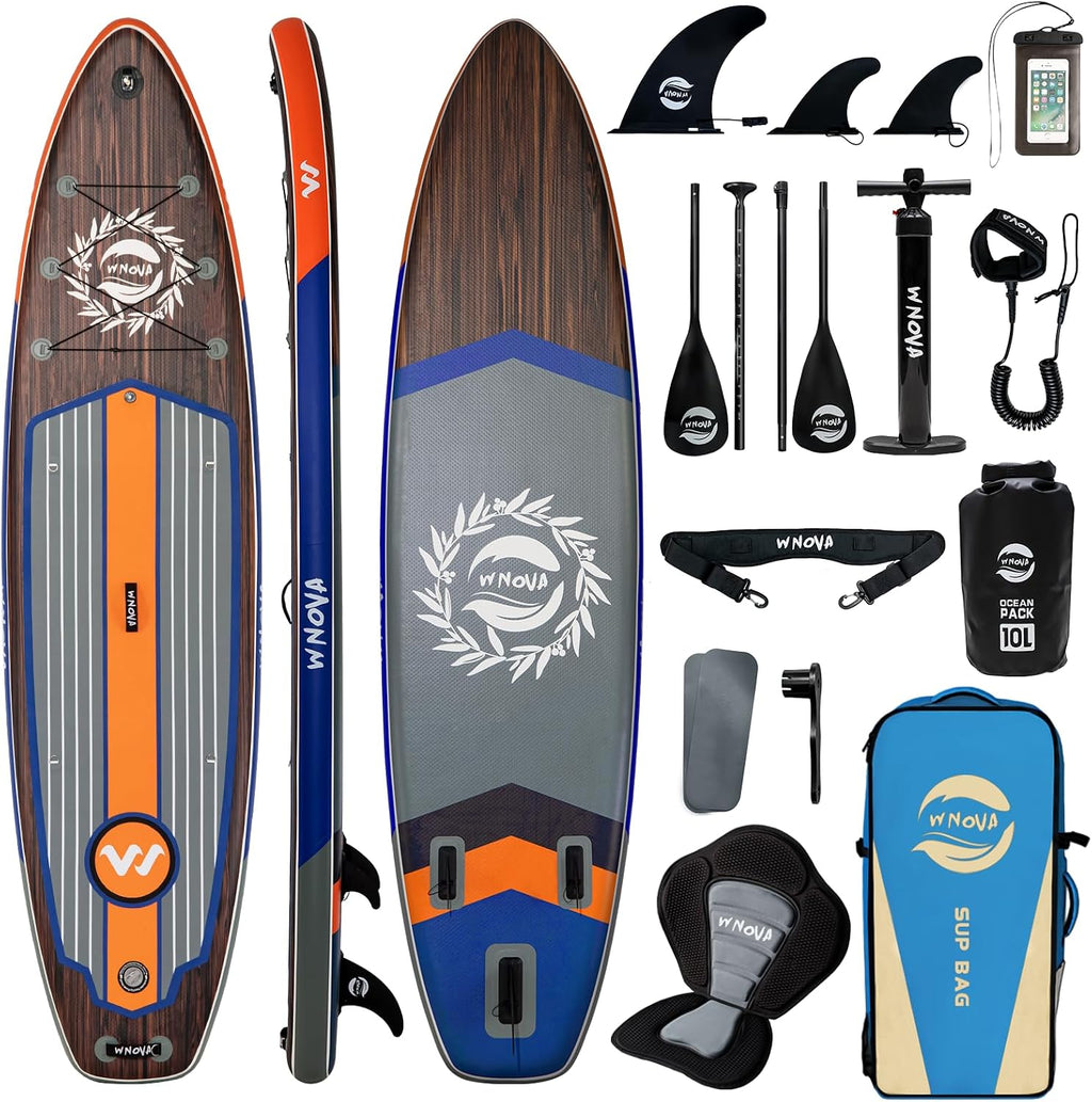 11' Inflatable Stand Up Paddle Board, 34' Extra Wide Stable iSUP for Adults & Youth, with Camera Mount & Premium Accessories, Non-Slip Deck for All Skill Levels