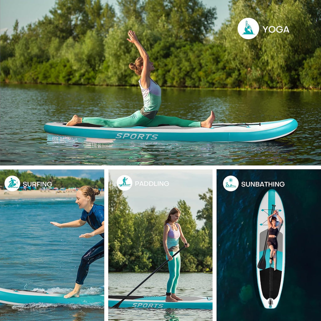 Panana Inflatable Stand Up Paddle Board 10'/10'8''x30''/32''x6'' iSUP Non-Slip Deck Paddleboard for Adults Beginners Youth, with Paddle Pump Fins Leash Backpack