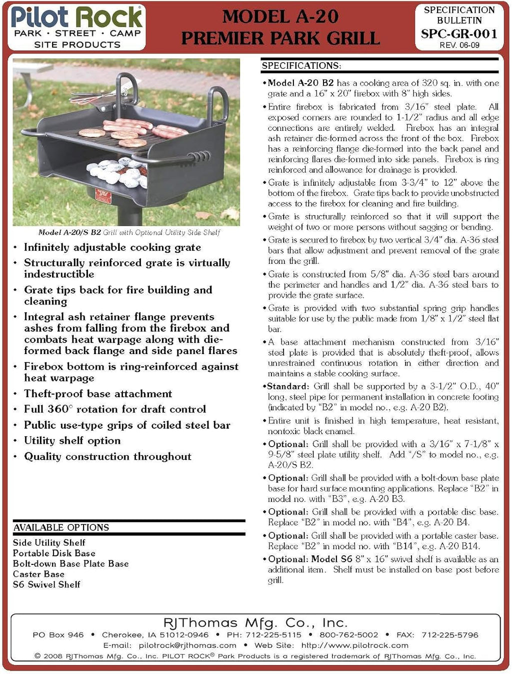 Pilot Rock A-Series Commercial Charcoal Grill - Made in USA