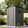 Patiolife 4 x 4 FT Plastic Shed for Outdoor, Storage Resin Shed with Design of Lockable Door and Window, Tool Storage for Garden Patio Lawn,Dark Grey