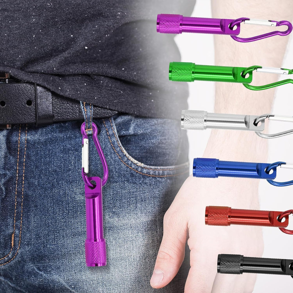 200Pcs Mini Keychain Flashlights Bulk, Ultra-Bright LED Metal Carabiner Clip Lights,Compact Emergency Lights for Camping, Hiking, Cycling, Survival Kits (200)