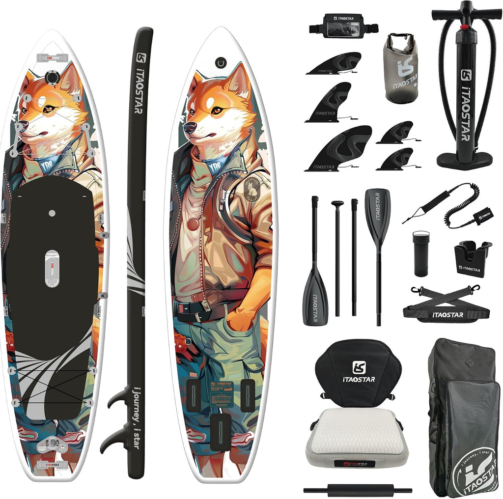 iTAOSTAR Novelty 11'6' x 35' Inflatable Stand Up Paddle Board with Seat- Stable SUP Board for Adults - Portable Paddleboard for Yoga, Surfing, Fishing - Includes Full Accessories Kit