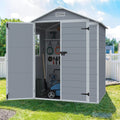 JUMMICO Outdoor Storage Shed, 6 x 4 FT Resin Shed with Floor, Gray