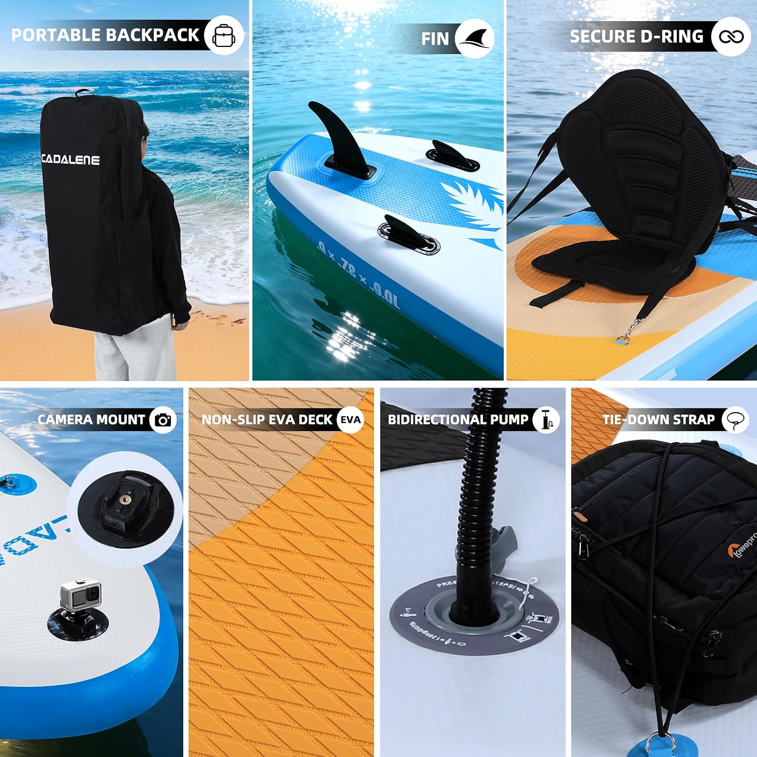 Inflatable Stand Up Paddle Board with SUP Accessories, Anti-Slip EVA Deck, Family-Friendly SUP Boards for Adults & Youth of All Skill Levels, Versatile Yoga Paddle Board