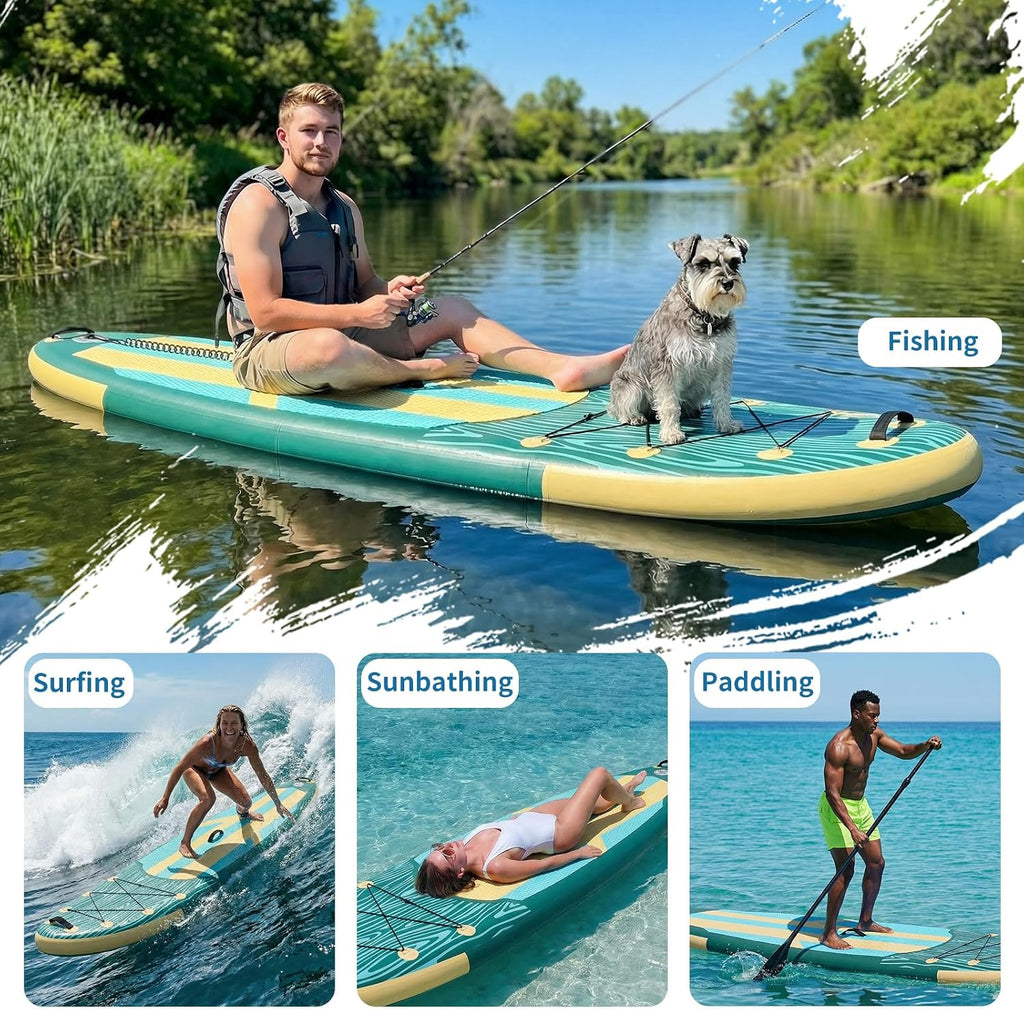 Sweetcrispy Inflatable Stand Up Paddle Board with Premium SUP Paddleboard Accessories,2-in-1 Paddle,Wide Stable Design,Non-Slip Comfort Deck for Adults & Youth of All Skill Levels