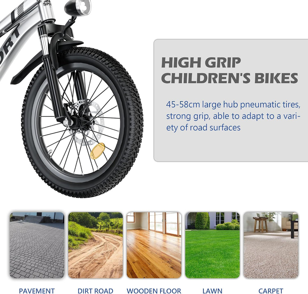 20/24 Inch Kids Mountain Bike for Boys & Girls 7-12, 7-Speed, Dual Disc Brakes, Shock Absorber, LED Light Road Bicycle