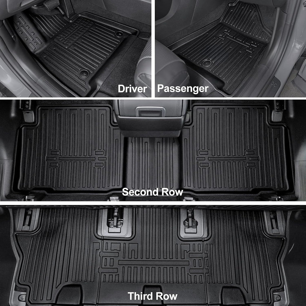 Floor Mats for Hyundai Santa Fe 2024-2026 (Fit Hybrid and Gas), TPE All Weather Protection Durable Trunk Cargo Mat with Backrest Mat for Hyundai Santa Fe