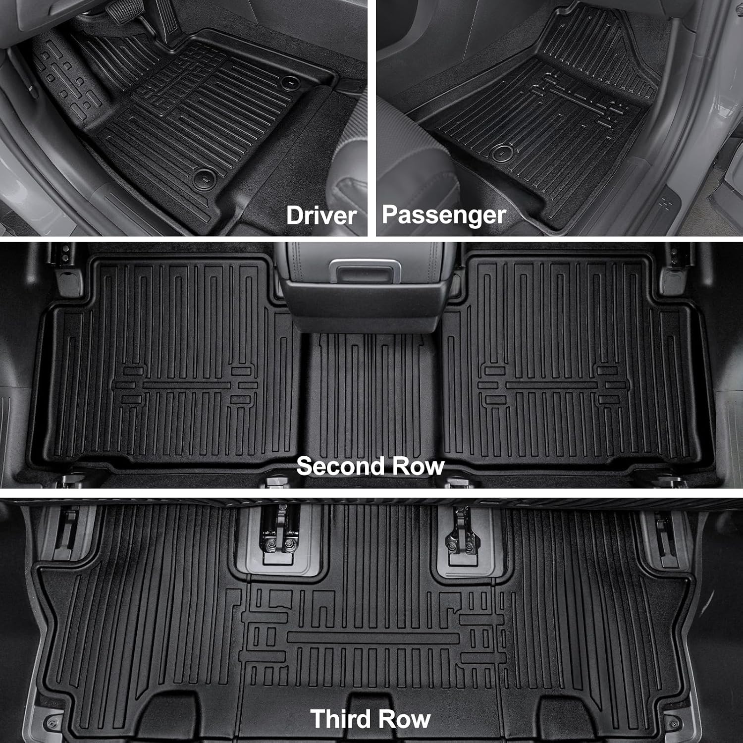 Floor Mats for Hyundai Santa Fe 2024-2026 (Fit Hybrid and Gas), TPE All Weather Protection Durable Trunk Cargo Mat with Backrest Mat for Hyundai Santa Fe