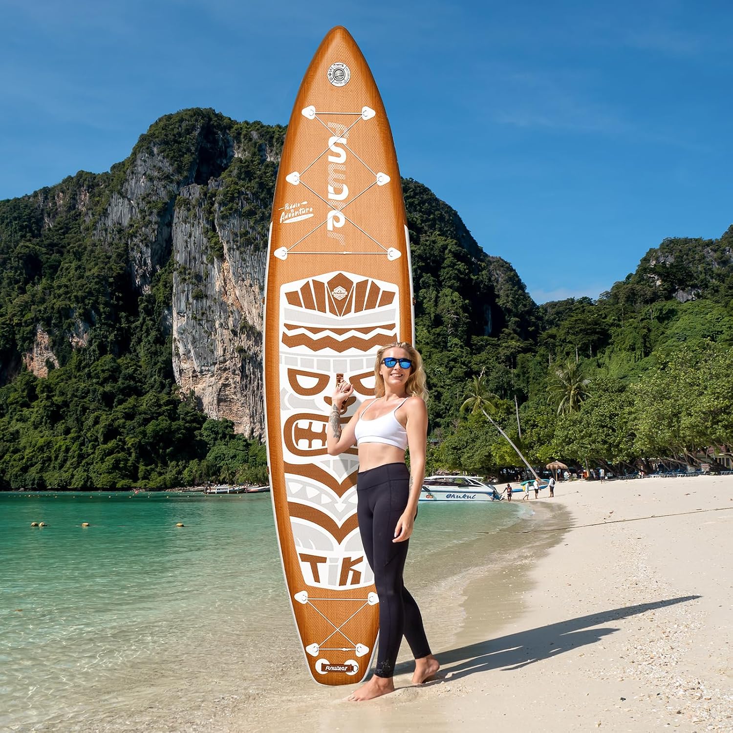 FunWater 8'/10'/10'6'/11'6' Inflatable Stand Up Paddle Board with Premium SUP Paddleboard Accessories, Wide Stable Anti-Slip EVA Deck,Paddle Boards for Adults & Youth of All Skill Levels