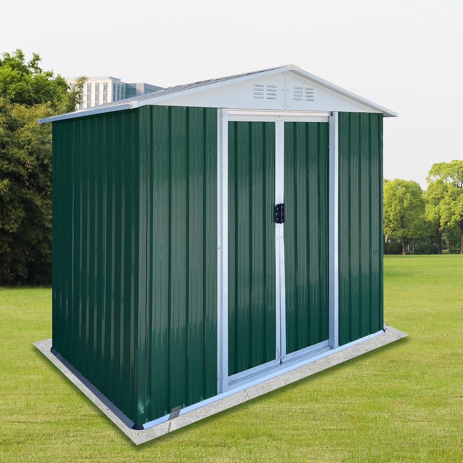 YOPTO 6X4 FT Outdoor Storage Shed,Metal Shed W/Air Vent & Sliding Door,Garden Tool House W/Aluminum Alloy Frame & Sloped Roof,for Backyard Patio Lawn,Green