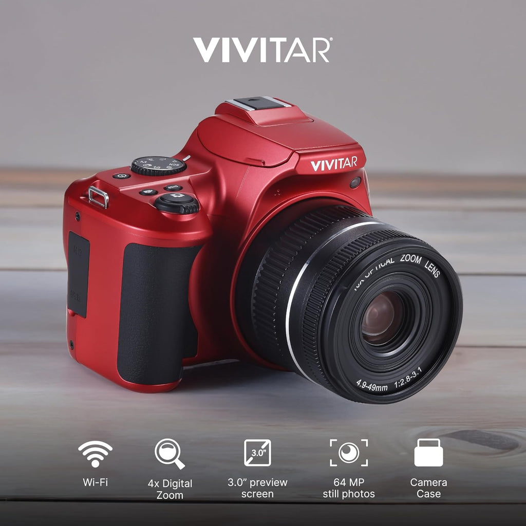 4K Digital Camera with 64 MP, 10x Optical Zoom, 3.0' LCD Display, LED Flash, Auto Focus, Macro Mode, 4K Video Recording, Memory Included, Photography and Vlog Camera