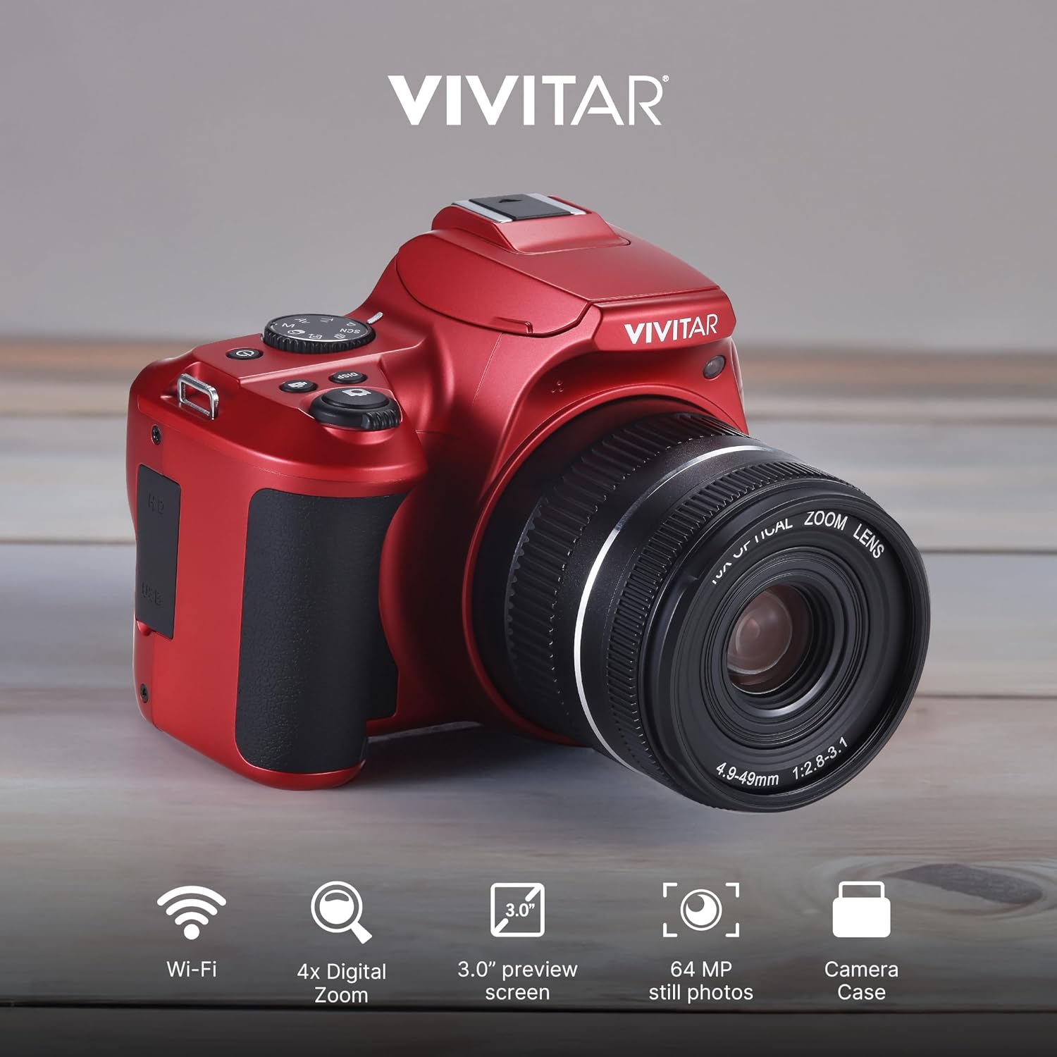 4K Digital Camera with 64 MP, 10x Optical Zoom, 3.0' LCD Display, LED Flash, Auto Focus, Macro Mode, 4K Video Recording, Memory Included, Photography and Vlog Camera