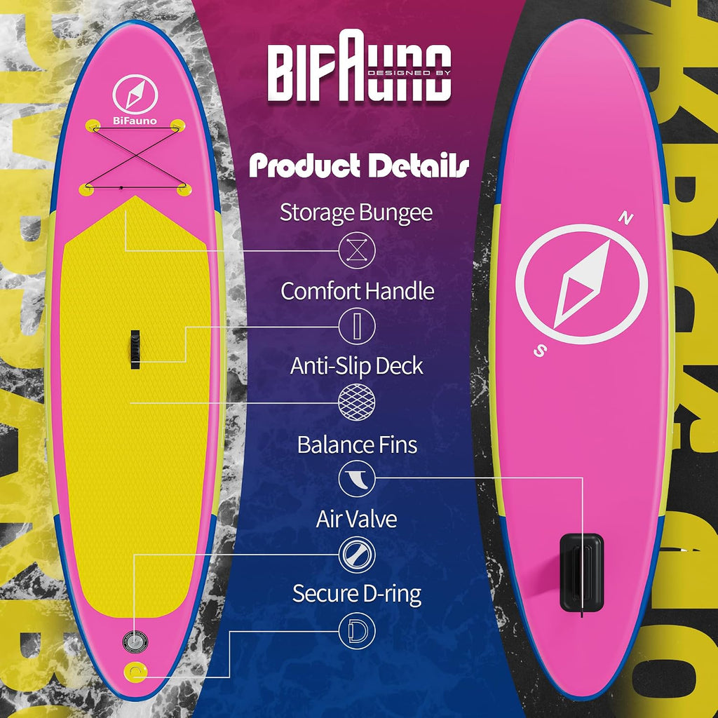 Bifanuo Inflatable Stand Up Paddle Board with SUP Accessories and Backpack