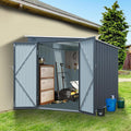 KUIKUI 6x8FT Metal Shed, Outdoor Storage Shed Without Floor, Lean to Shed with Free PC Light Board and Lockable Doors for Garden Tools, Bike