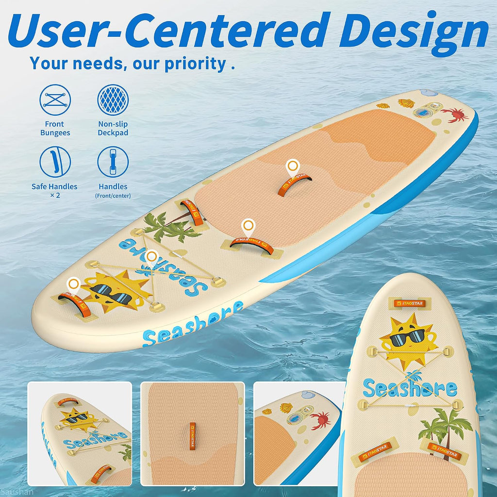iTAOSTAR Pets 8'×29' / 11'×35' / 11'6'×34'/11'×34' Inflatable Paddle Board, One-Stop Premium SUP Accessories, Extra Wide Paddle Board for More Balance, Tailored Fins for More Fun