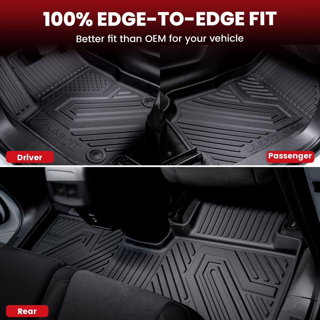 LASFIT Floor Mats for Kia Seltos 2026 2025 2024 2023 2022 2021, All Weather TPE Custom Fit Floor Liners 1st & 2nd Row Car Mats Accessories for Kia Seltos 2021-2026, Black