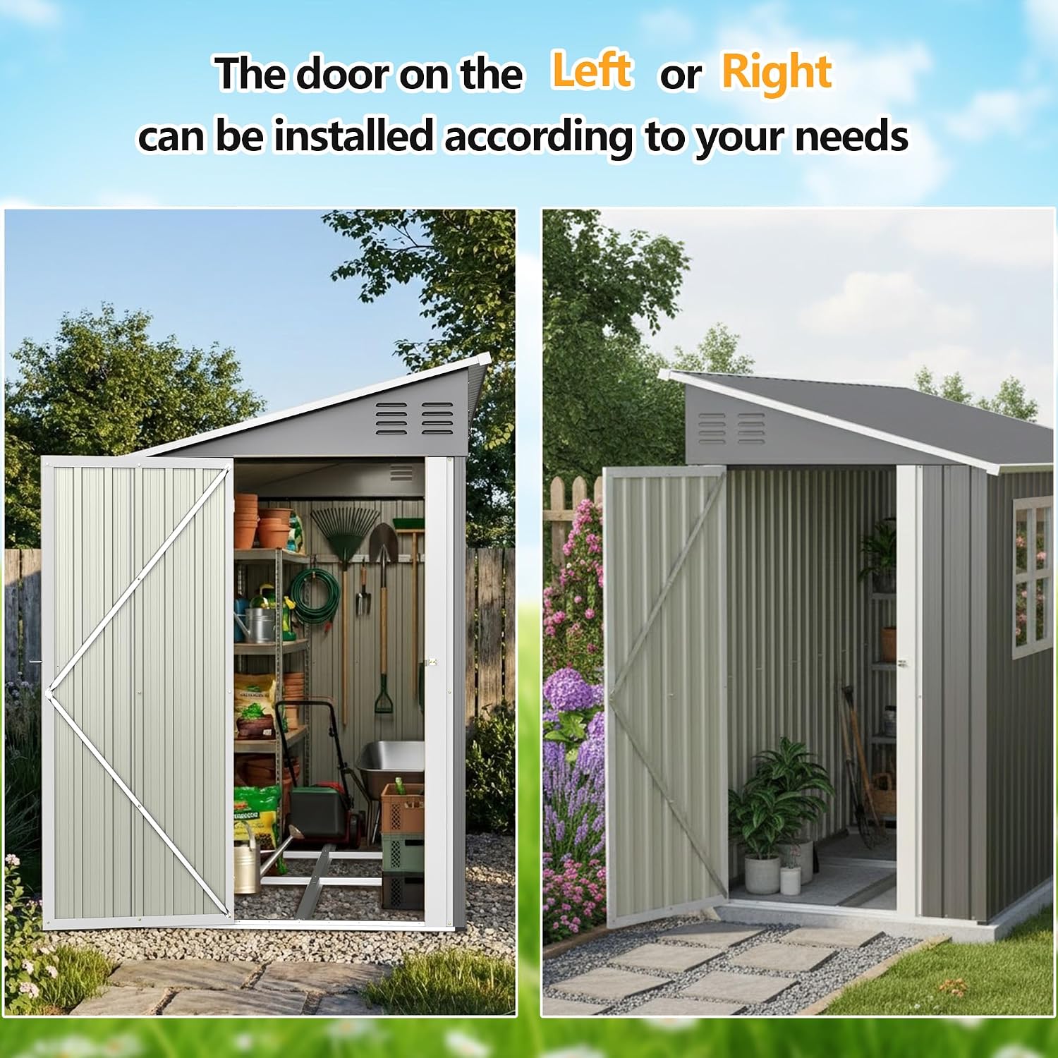 4' x 10' Metal Garden Shed Lockable Doors,Outdoor Storage Shed with Double Windows,Waterproof Shed Outside Storage Clearance for Backyard Patio