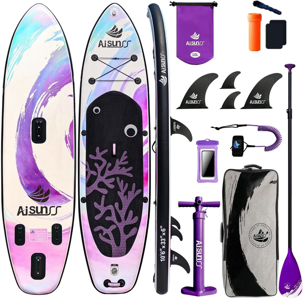 Inflatable Paddle Board for Adult, Paddle Board for All Skill Levels, Wide SUP Board with Primium Accessories Include SUP Carry Bag, Hand Pump, 10L Waterproof Bag