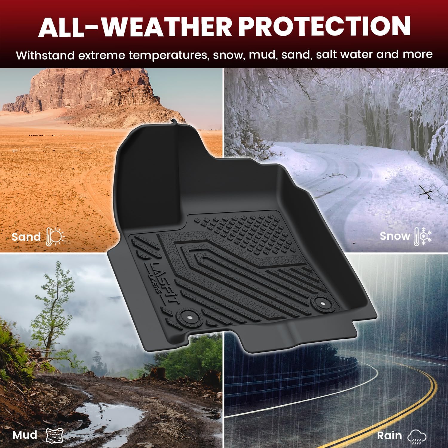 LASFIT Floor Mats for Nissan Murano 2025-2026, Custom Fit All Weather Protection TPE Durable Floor Liners for 2025-2026 Murano SV/SL/Platinum 1st & 2nd Row Front & Rear Car Mats, Black