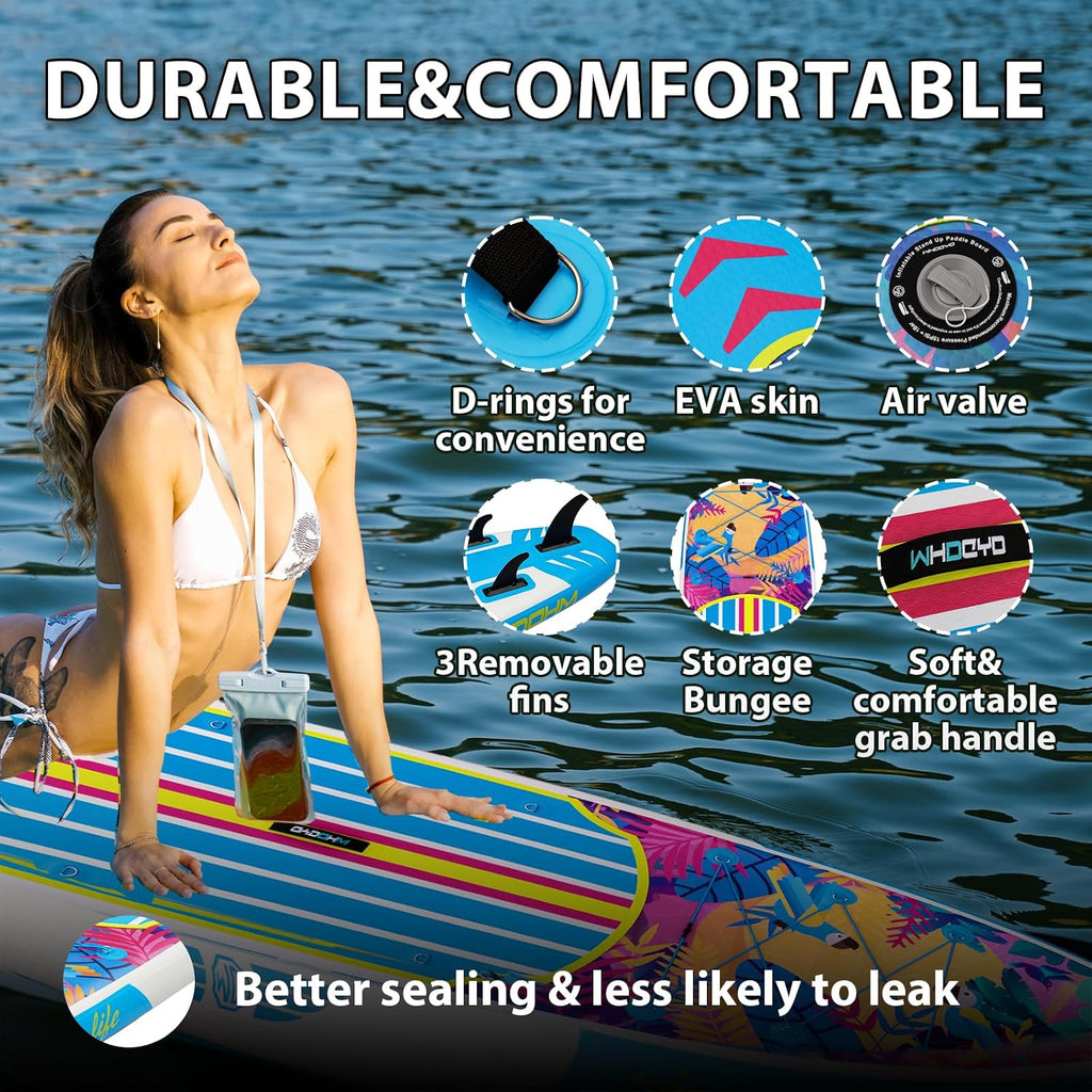 Inflatable Stand Up Paddle Board 11' × 33' × 6', Yoga Board with Durable SUP Accessories for Adults & Youth, Versatile Paddle Board