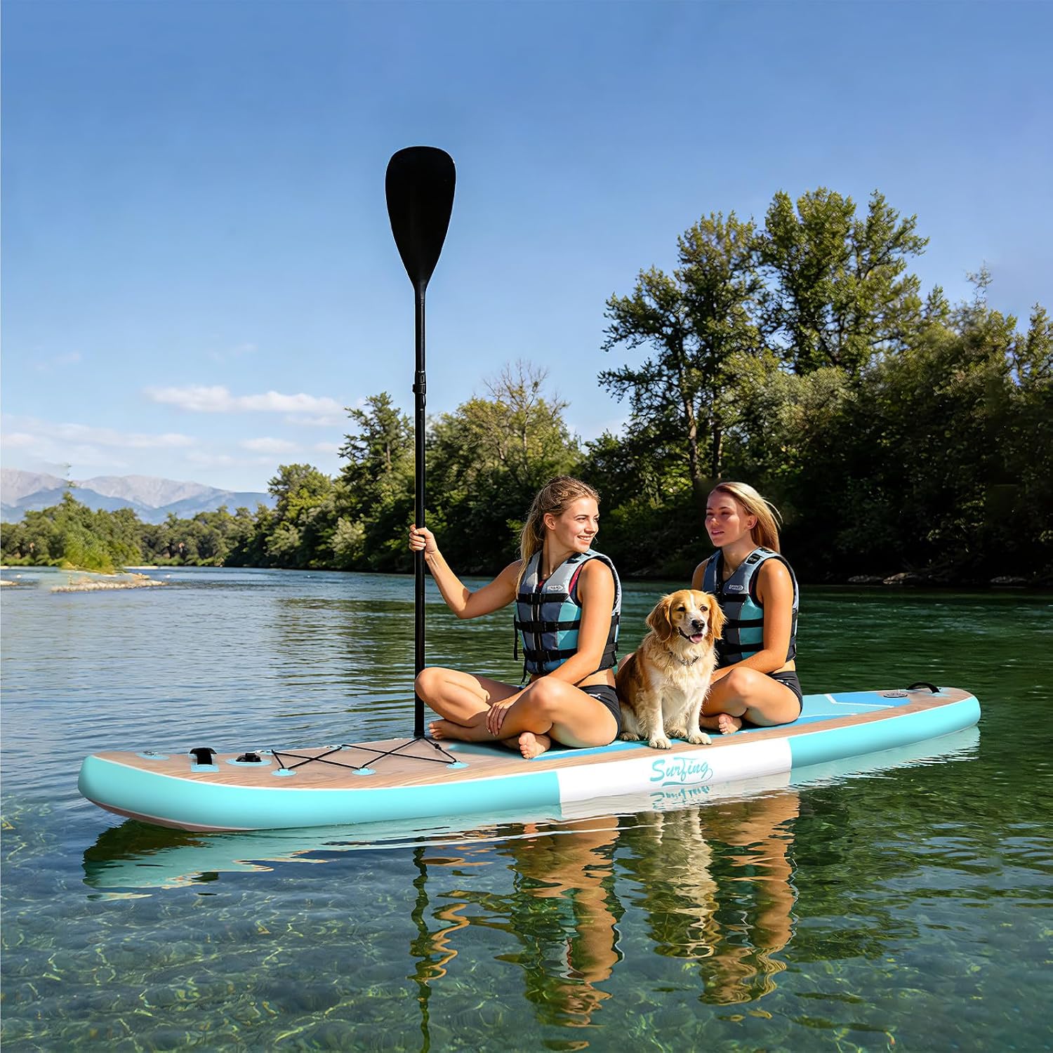 YUSING 11' Inflatable Stand Up Paddle Board with Kayak Seat, Non-Slip Deck SUP Paddle Board with Premium Kayak and SUP Accessories & Backpack, Portable Standing Boat for Youth & Adult