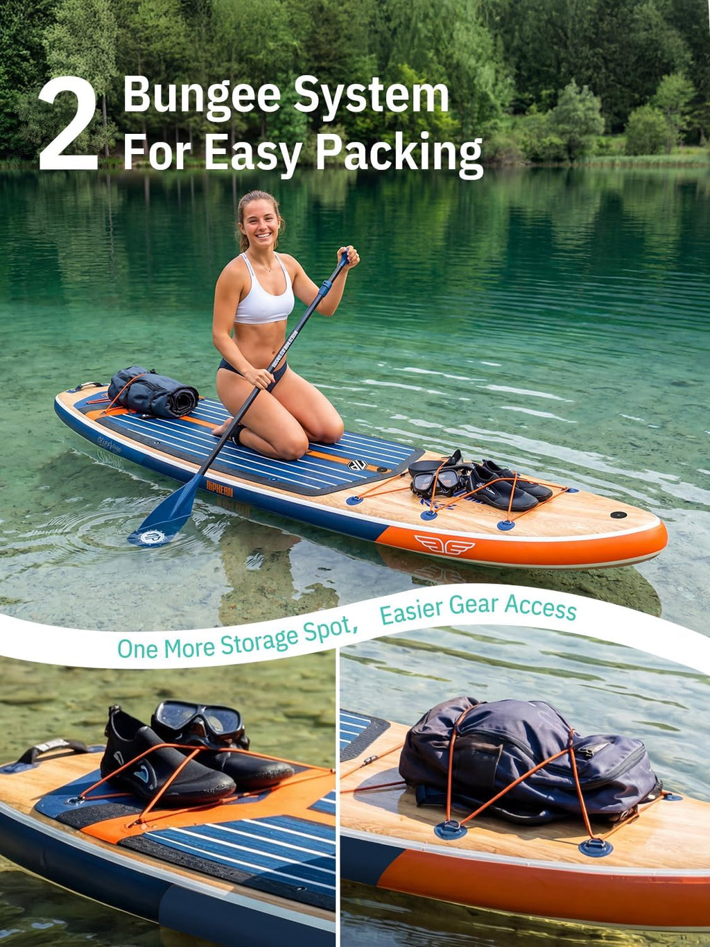 Niphean (Extra Large) Inflatable Paddle Board, SUP for 2+1 People/Family 500lbs Capacity Stand Up Paddle Board with SUP Accessories, StabilTrac Fin Non-Slip Paddleboard for Adults