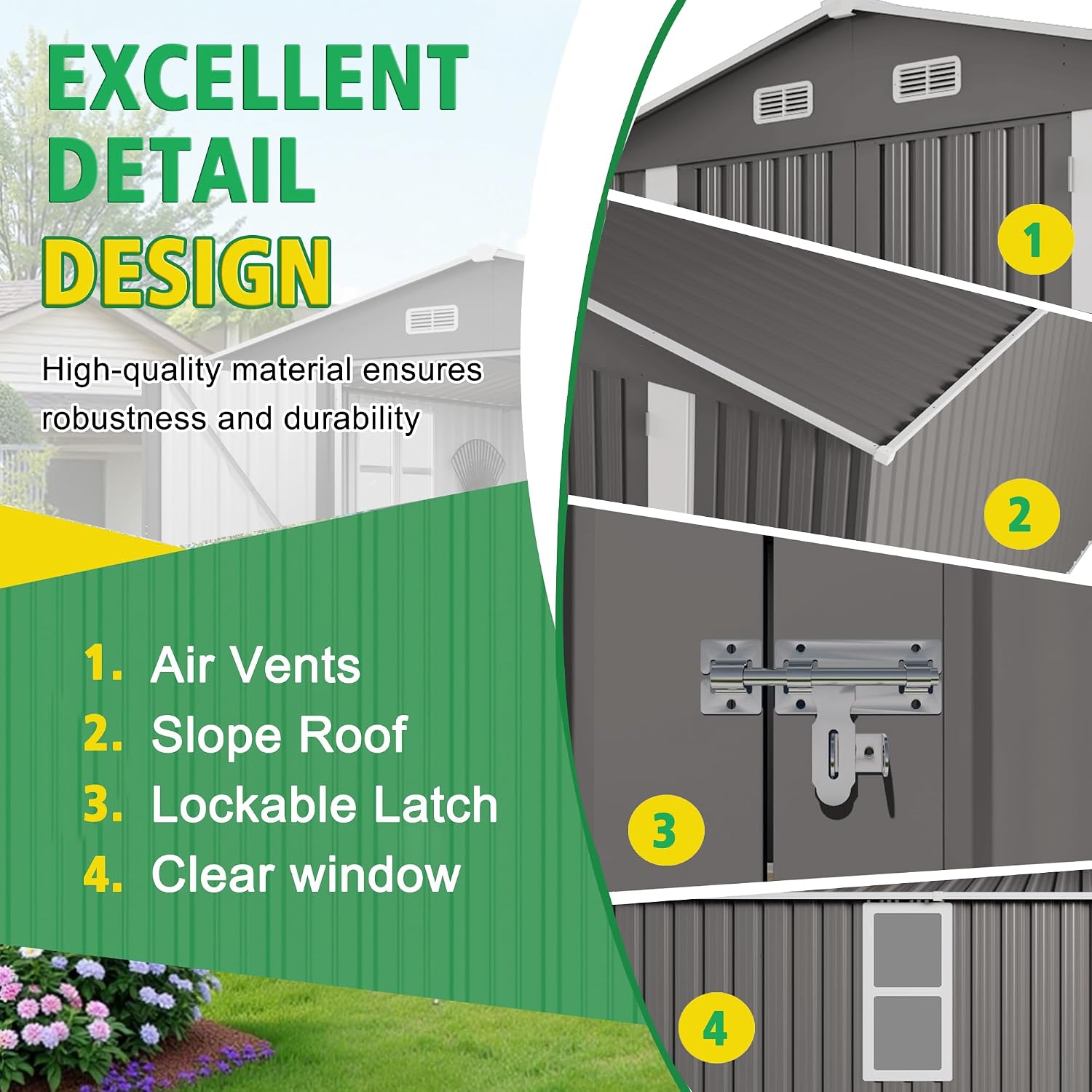 10x12 FT Outdoor Storage Shed, Large Metal Garden Shed with 2 Windows, Outside Tool Sheds with Lockable Hinged Doors, Waterproof Storage Building with 4 Air Vents for Backyard, Patio, Lawn, Gray