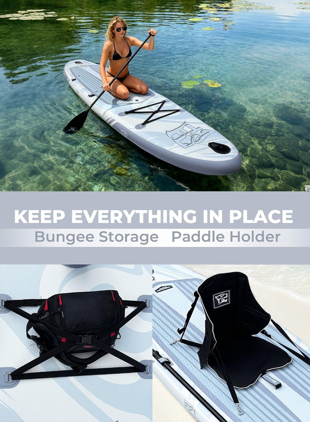 TIGERXBANG 11'6'/11'/10' Inflatable Paddle Board with Complete Accessories, Versatile Premium Paddle Boards for Adults/Youth, Stand Up Paddle Board Polar/Wave/Sunny Wave Collection