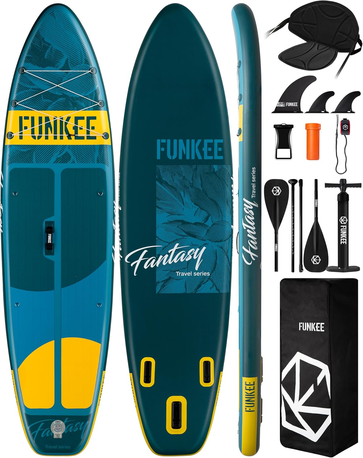 11'×34'×6' Extra Wide Inflatable Stand Up Paddle Board, Sup Board with Removable Fins, Backpack, Floating Paddle, Safety Leash, Floating Phone Case for Adults & Youth of All Skill Levels
