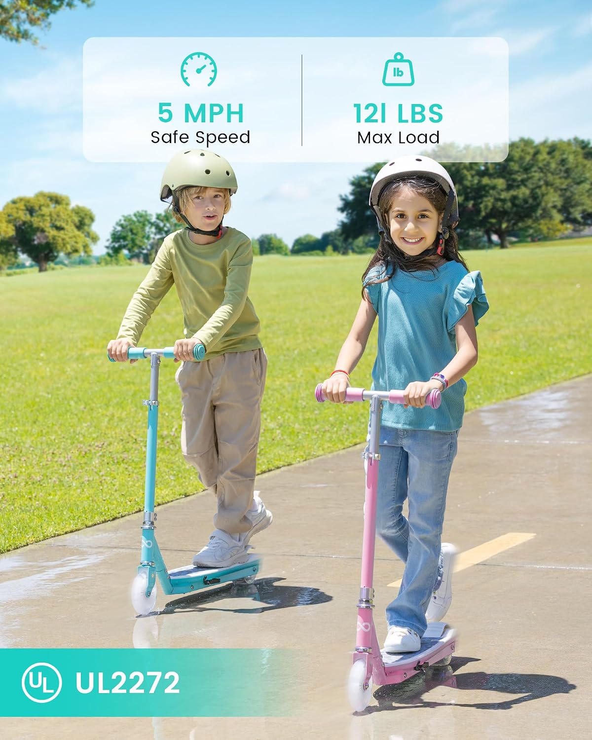 Gyroor KS2 Kids Electric Scooter – 5 MPH Safe Speed, Foot Sensor Start, LED Lights, Adjustable Handlebar, 2 Hr Fast Charge, UL2272 Certified, Ages 6–12, 121 lb Max Load