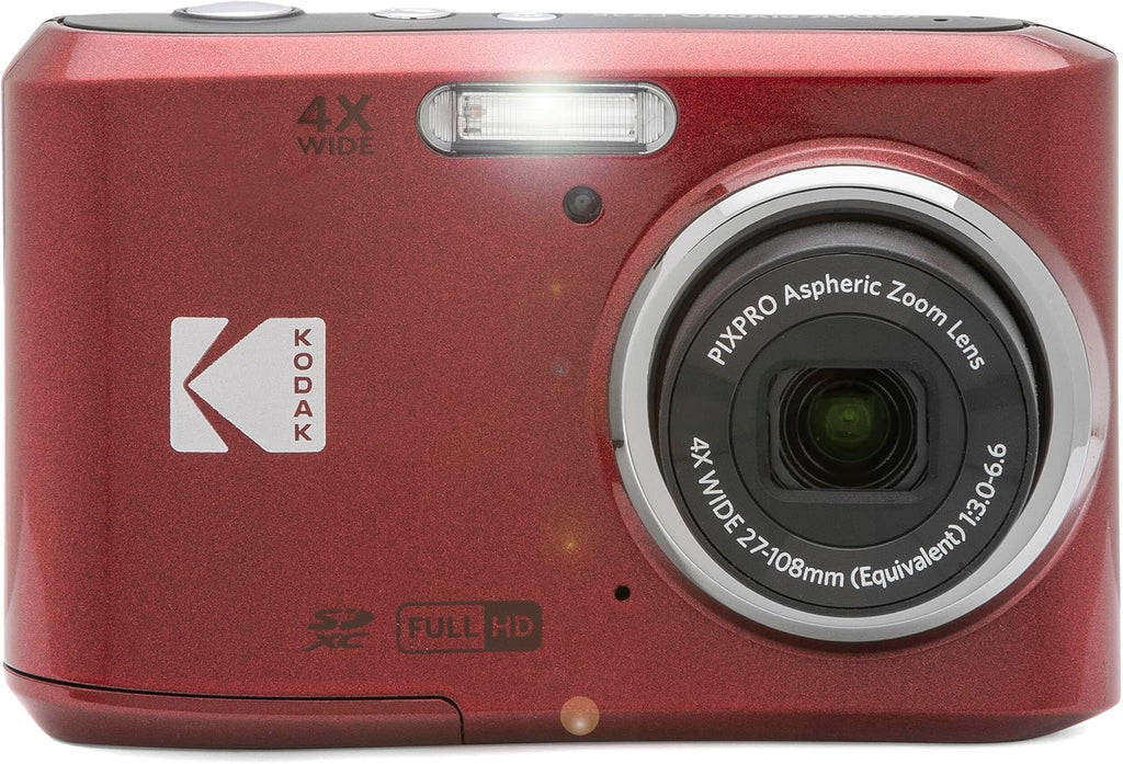 Kodak PIXPRO FZ45 16MP Digital Camera 4X Optical Zoom 27mm Wide Angle 1080P Full HD Video 2.7' LCD Camera (Red) + 64GB Card and Reader + Memory Wallet Bundle