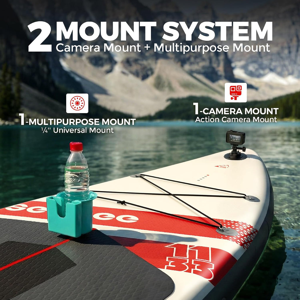 Inflatable Stand Up Paddle Board Includes Paddle, Dual Action Pump, and Accessories 11ft Lightweight iSUP, 33'*6' Wide Stable Design, Anti-Slip EVA Deck, Paddle Board for Adults
