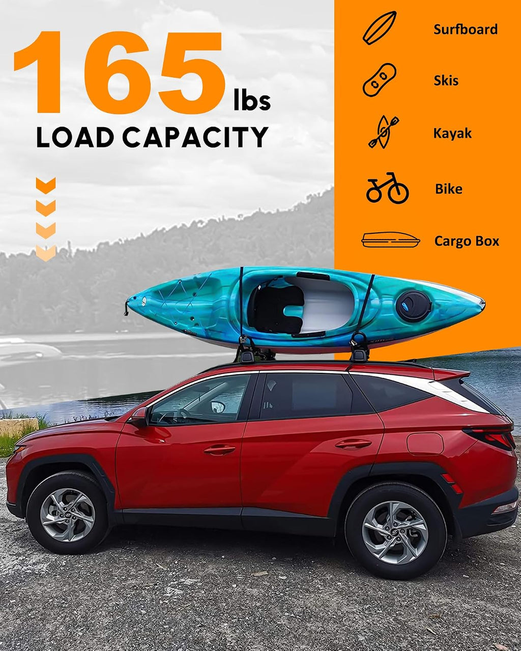 Aluminum Roof Rack Cross Bars Fit for 2022-2026 Hyundai Tucson NX4 SEL/N Line/Limited/SEL Premium with Flush Side Rails, Aerodynamic Rooftop Cargo Carrier Luggage with Anti-Theft Lock