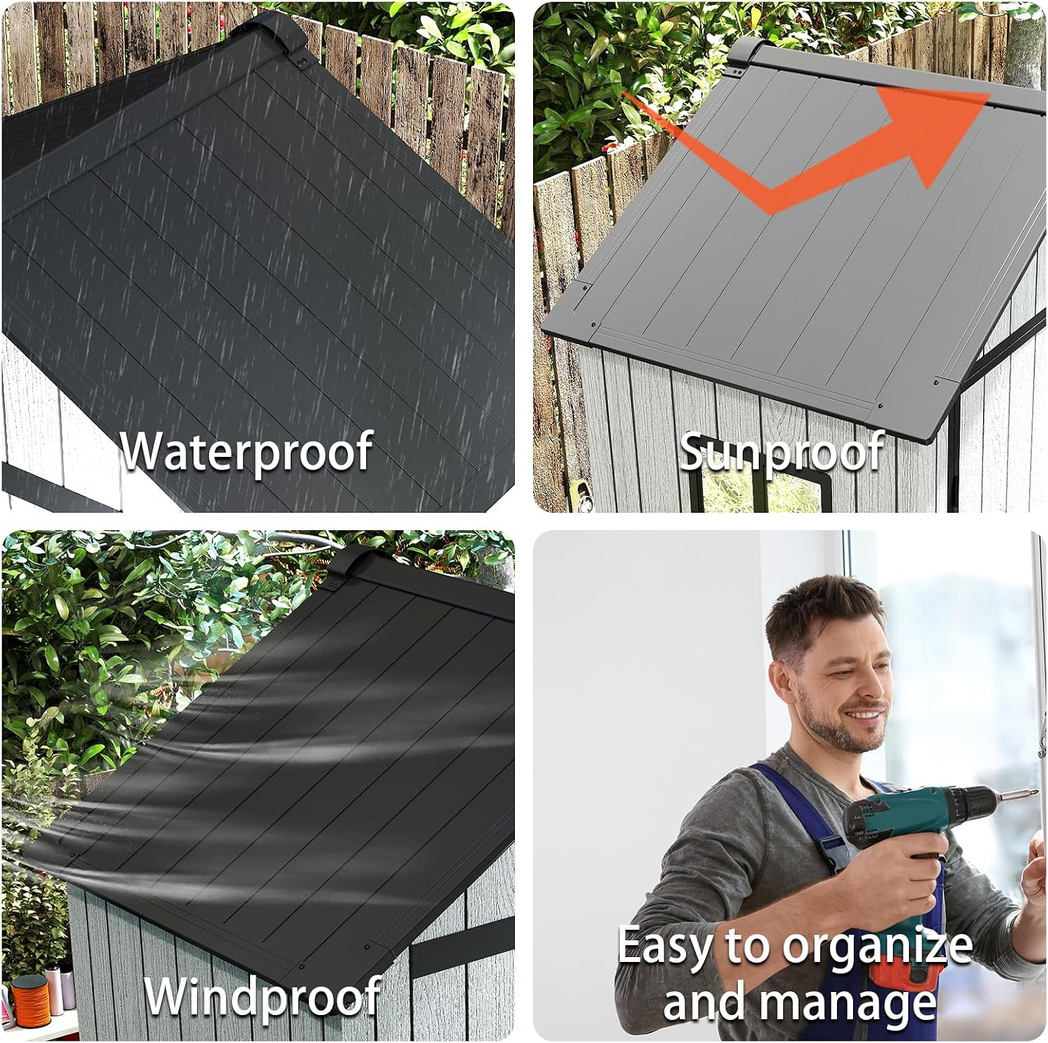 ZYJOYY 3x5 FT Outdoor Storage Shed Resin Garden Tool Shed with Lockable Doors & Slooping Roof, Plastic Shed with Floor for Garden, Backyard, Patio, Grey
