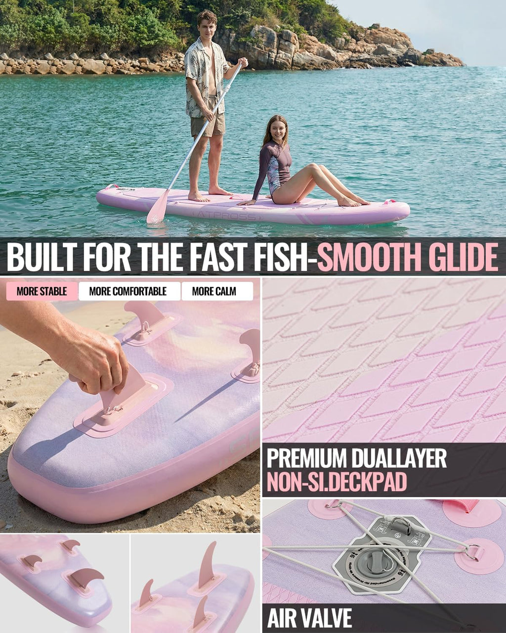 11'6'x35' Inflatable Paddle Board, 450lbs Extra Wide Stand Up Paddleboard for Adults with Premium SUP Accessories Kit & Backpack, Blow Up Kayak Non-Slip Stable Deck Boat for Yoga Fishing Surf